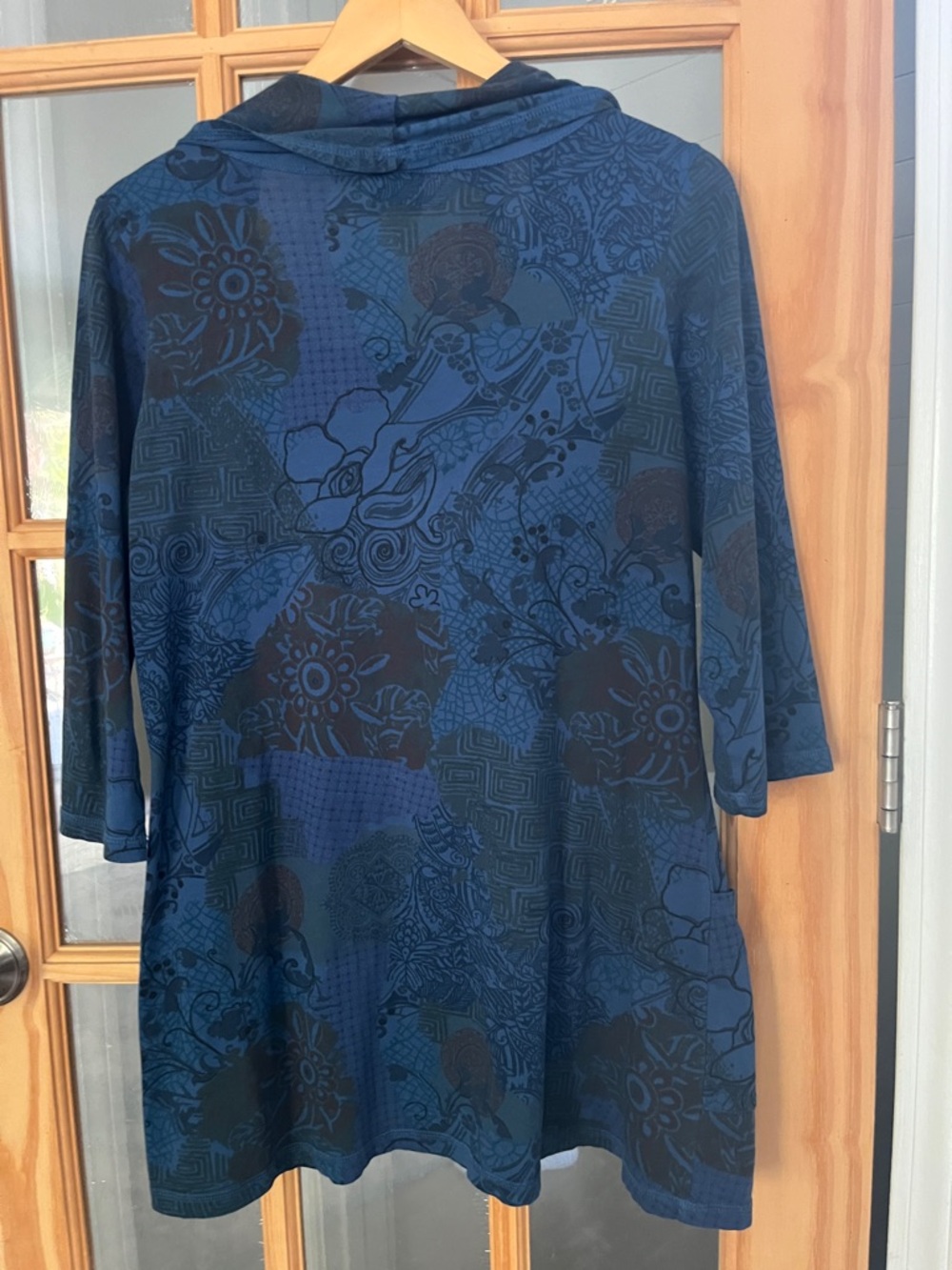 Color Me Cotton CMC Purple Cowl Neck Tunic Dress 100% Cotton Size Medium - Picture 6 of 6